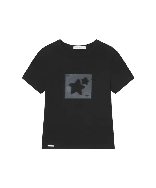 Midnight stars fitted short sleeve BLACK