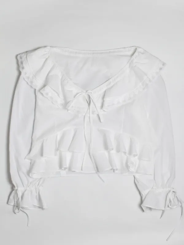 village ruffle blouse (white)