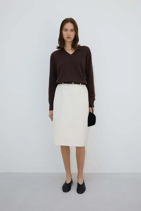 Cashmere100 V-neck pullover_brown