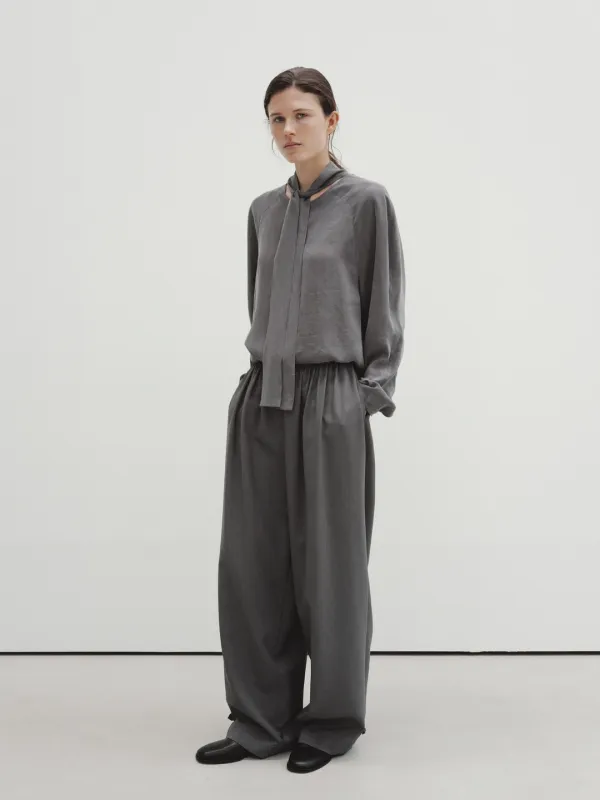 button shirring pants (gray)