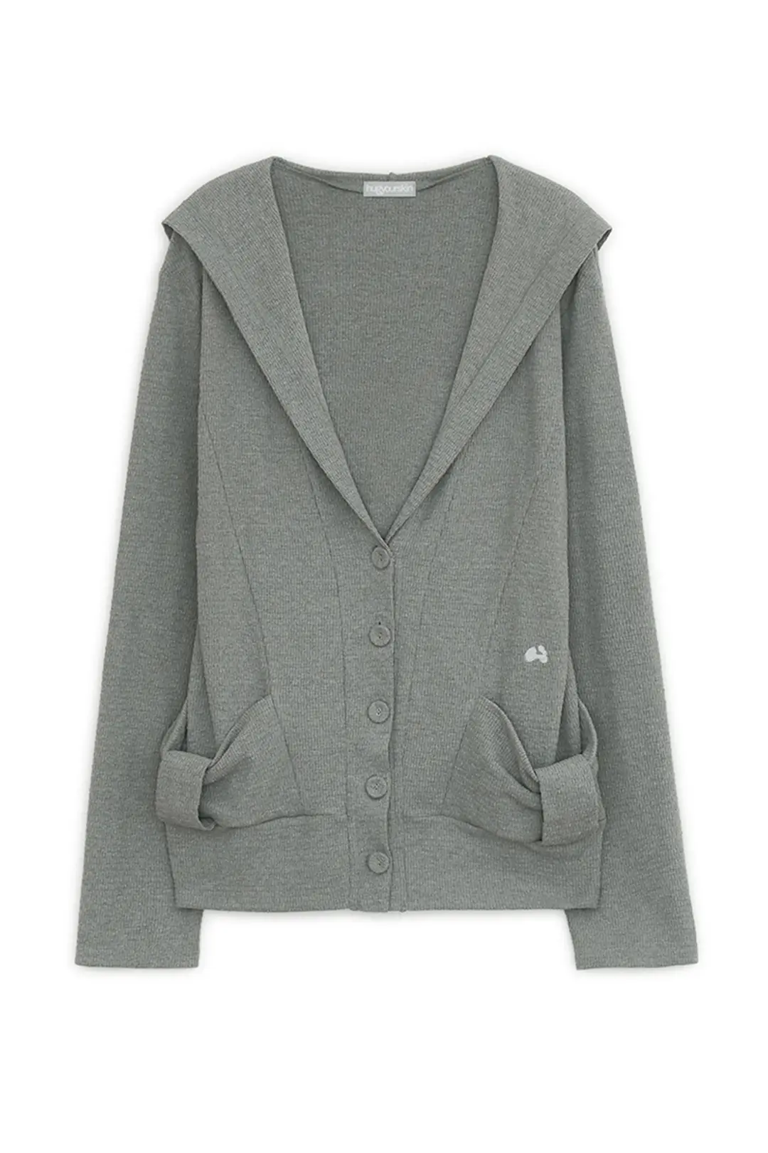 허그유어스킨 Hooded ribbon cardigan (Gray) 상품 이미지 1
