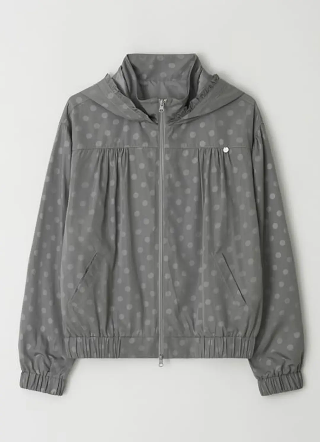 론론 DOT PENDANT FRILL HOODIE WIND JUMPER GREY 상품 이미지 3