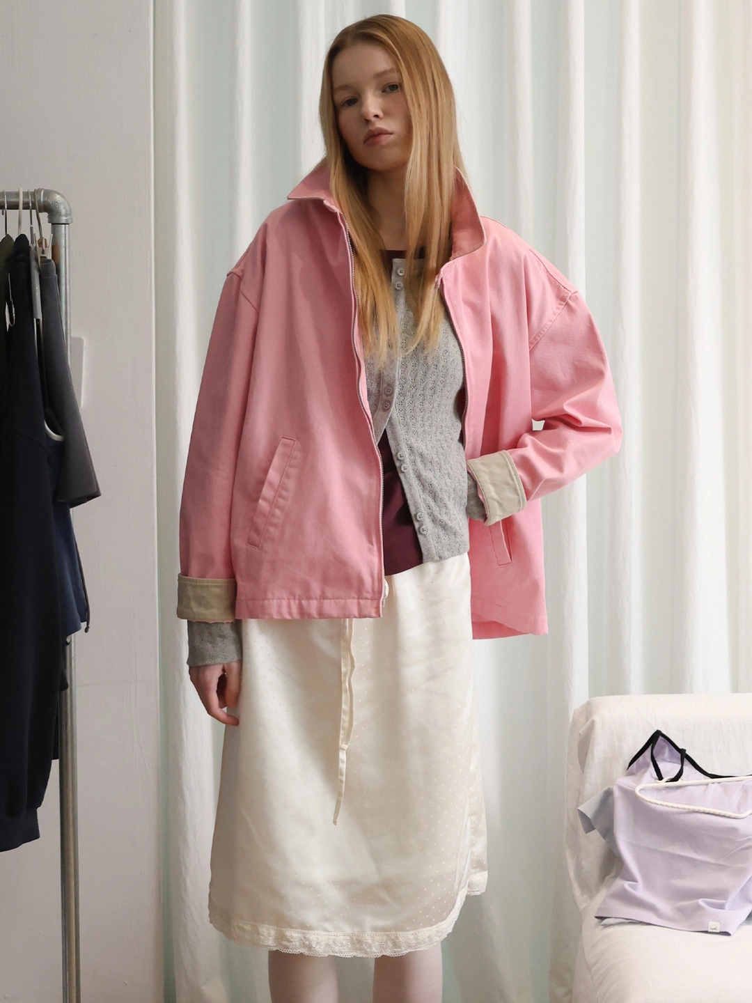 포에브 Dotted Drawstring Skirt - White 상품 이미지 2