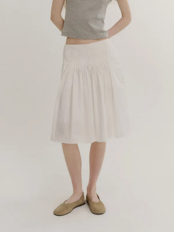Pinto Pleated Midi Skirt (White)
