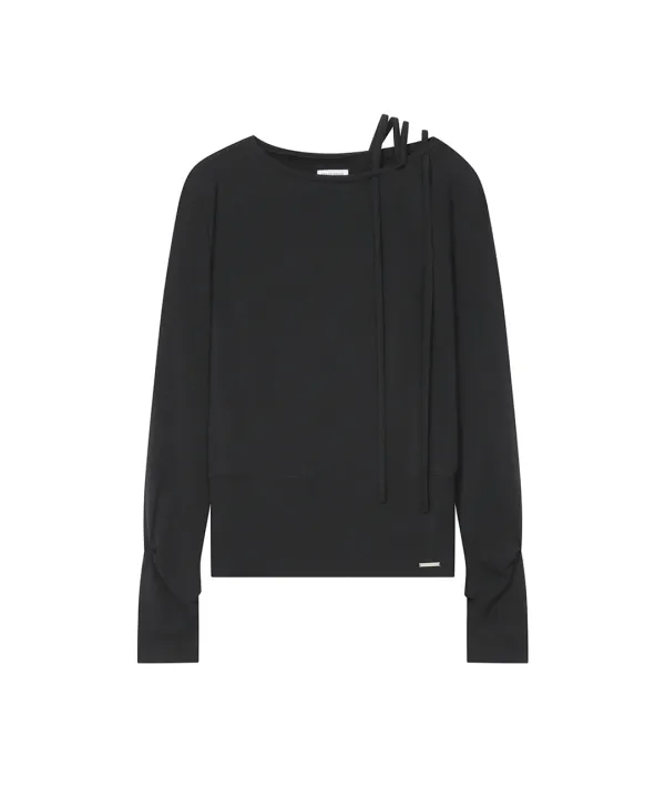 [레이 PICK] Boat Neck String long sleeve BLACK