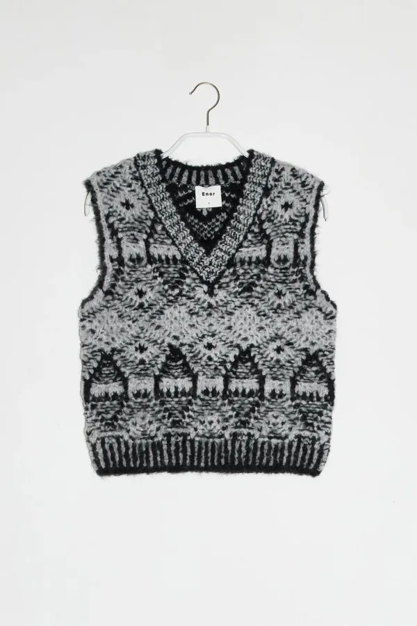 SUPERFINE ALPACA NORDIC VEST - NAVY