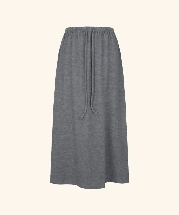 Letters Brushed Fleece Maxi Skirt (Melange Grey)