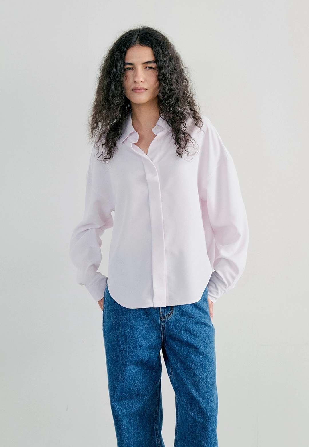 노티아 HIDDEN BUTTON TENCEL SHIRT - PINK 상품 이미지 1