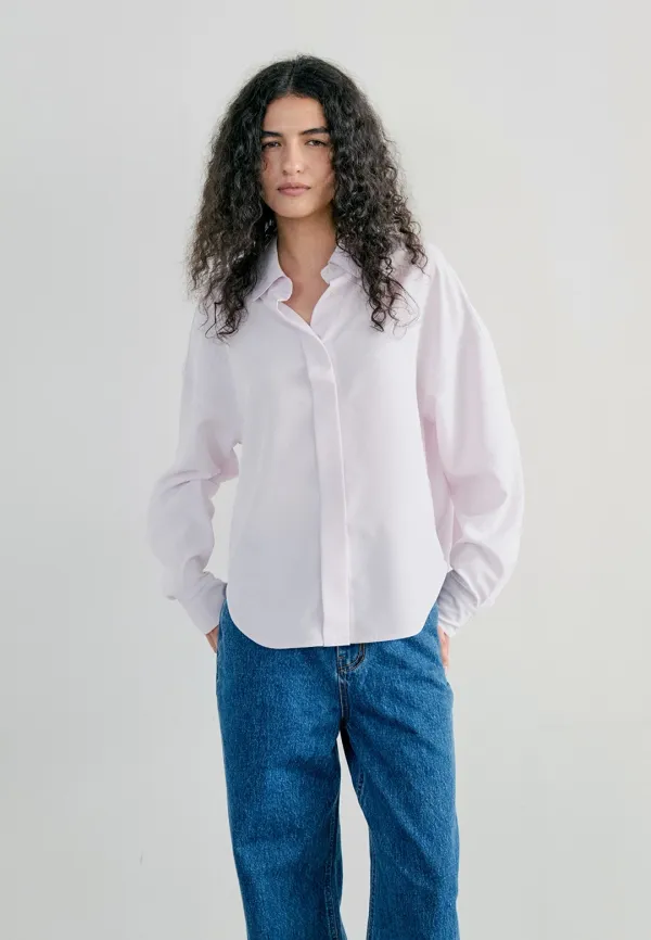 HIDDEN BUTTON TENCEL SHIRT - PINK