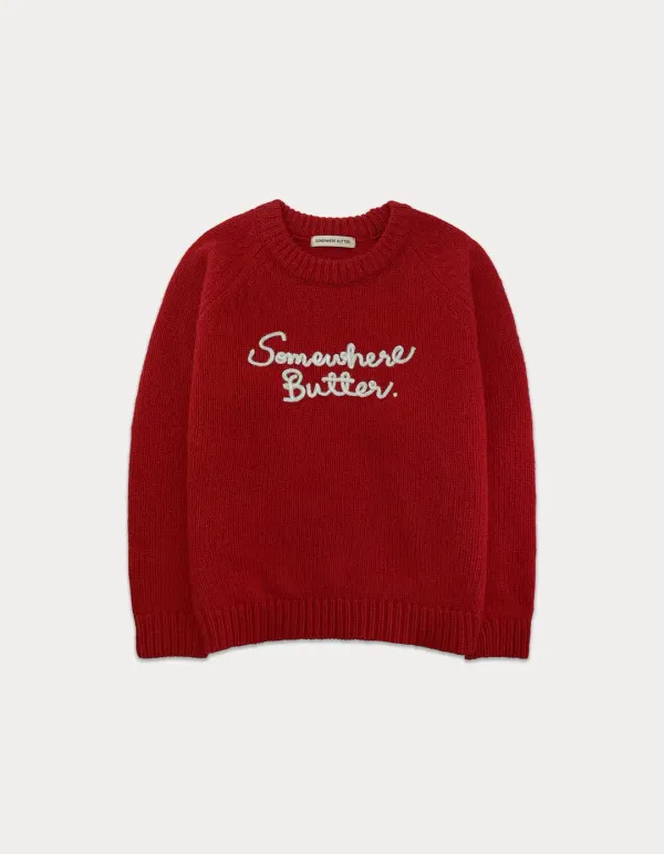 Wool 100 Letter Knit - Red