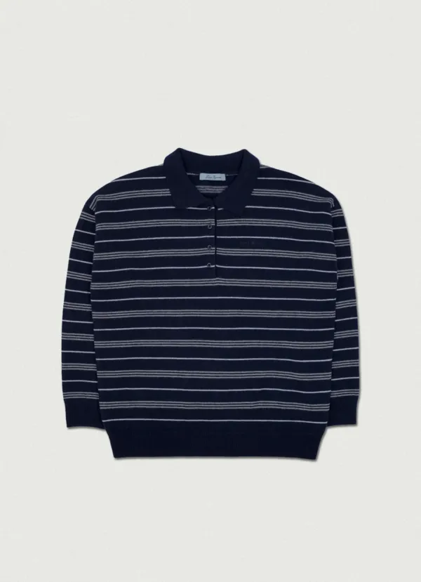 2nd/ Our Stripe Collar Knit [navy]