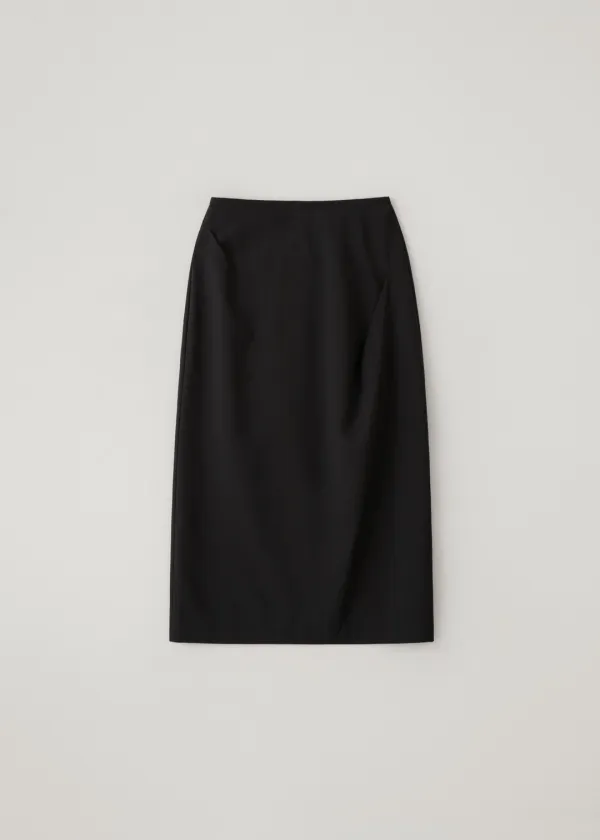 Poise tucked maxi skirt (black)