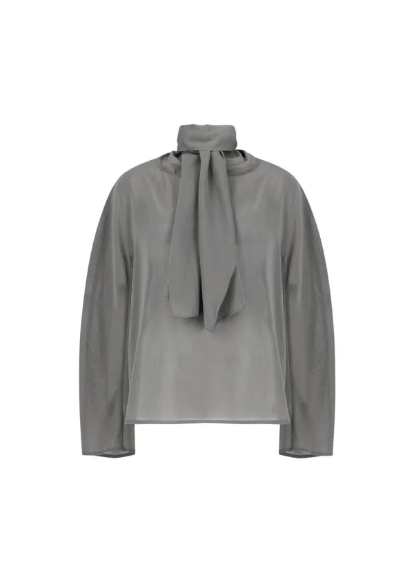 [예약주문] Sheer cotton scarf top, Grey