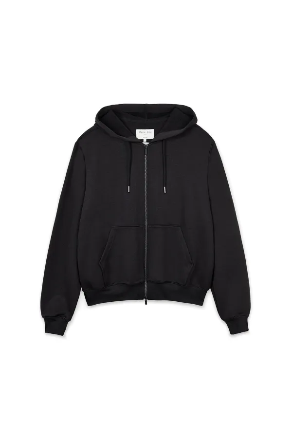 BACK LOGO GLITTER HOODY ZIP UP FOR WOMEN IN BLACK