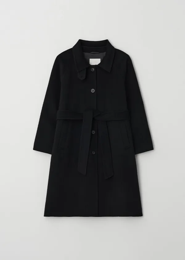 [10%] handmade cashmere balmacan coat-black