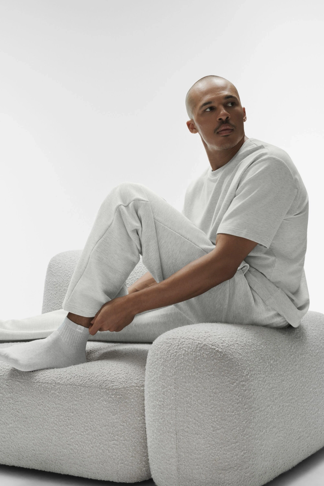 알로요가 Quarter Crew Street Sock - White Heather 상품 이미지 3
