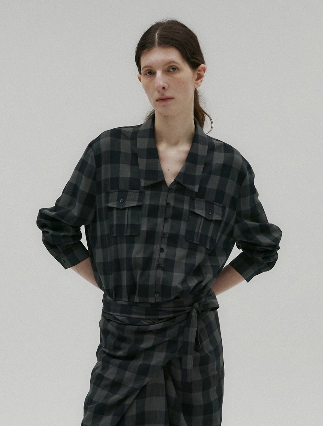 솔티페블 POCKET BUTTON CHECK SHIRTS [CHECK] 상품 이미지 1