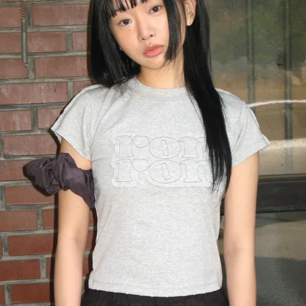 VINTAGE APPLIQUE LOGO T SHIRT GREY