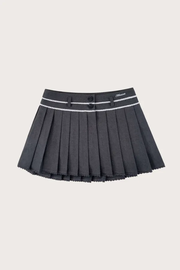 Moonlit lace pleats skirt, Gray