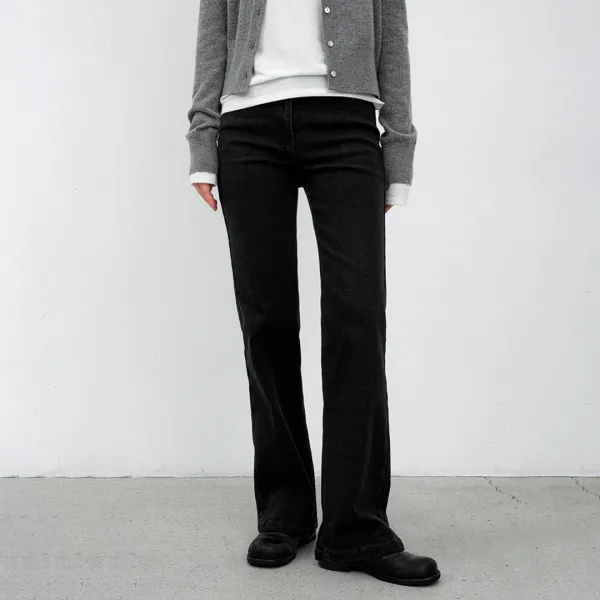 (PT-5714)SLIM FIT BOOTCUT WARM DENIM PANTS