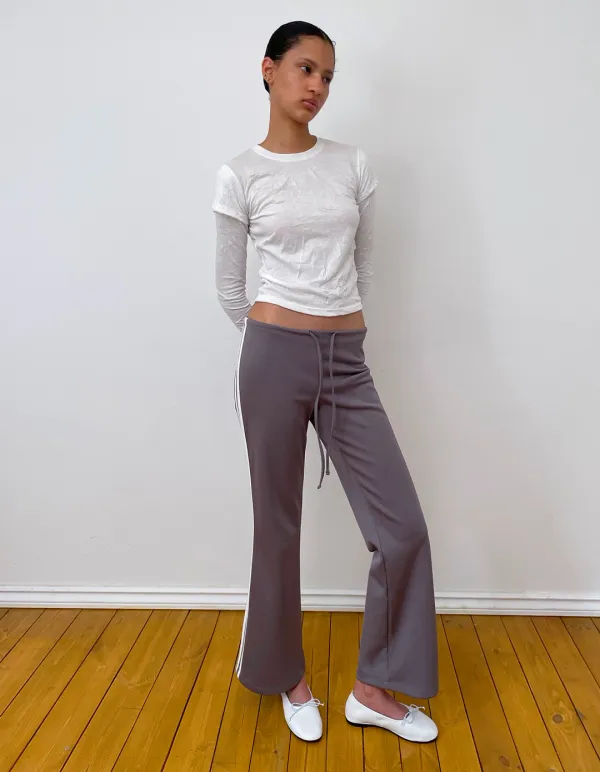 TRACK FLARE PANTS, TAUPE