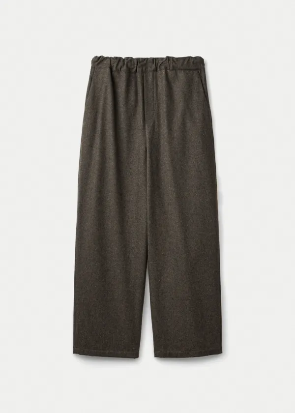 Wool cashmere straight pants_Dark olive