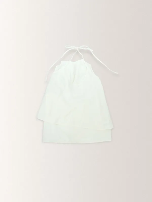 LAYERED DRAPE HALTER BLOUSE SET UP  [ IVORY ]