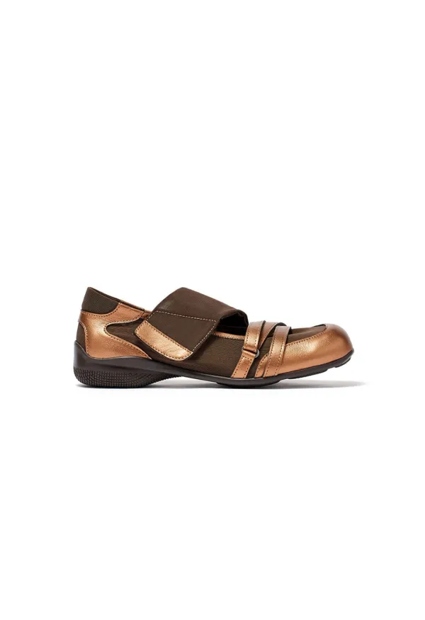 CROSS BAND MESH FLATS, BRONZE