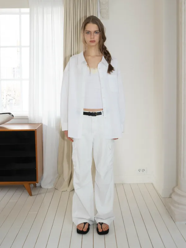 studio cotton washed shirts (white)