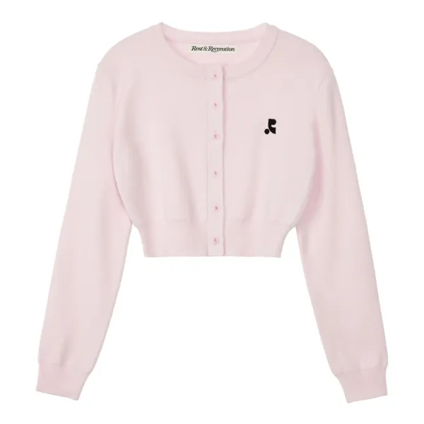 RR CROPPED KNIT CARDIGAN - PINK