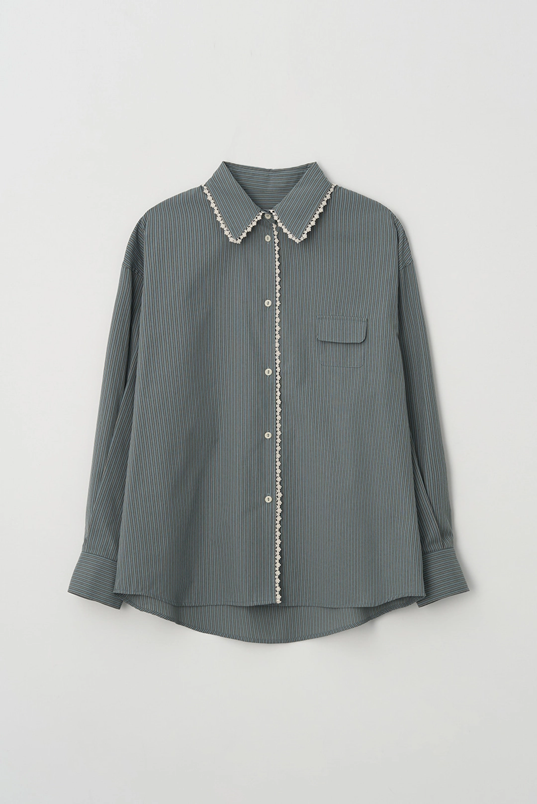 브렌다 브렌든 lace stripe shirts - khaki 상품 이미지 2