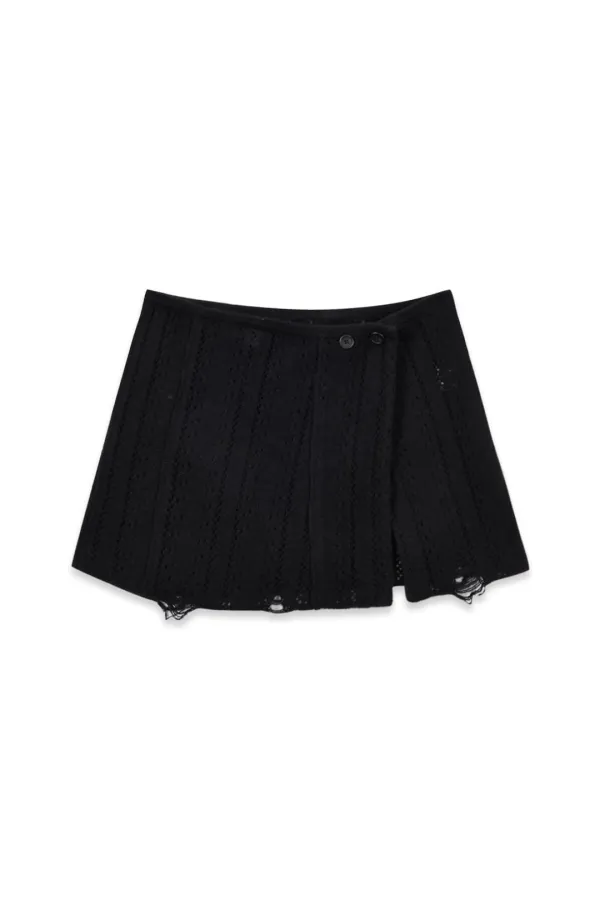 PUNCHING WRAP MINI SKIRT IN BLACK