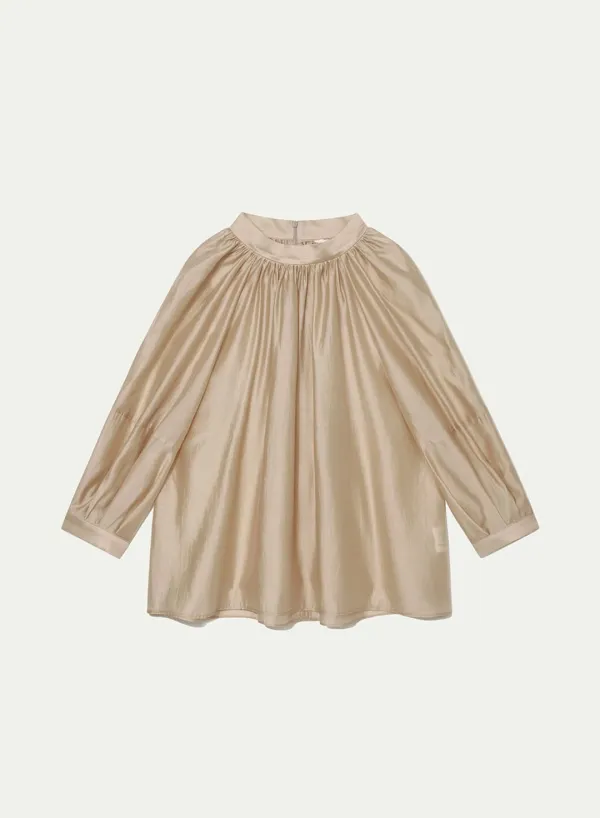 Gathered Neck Blouse Toast