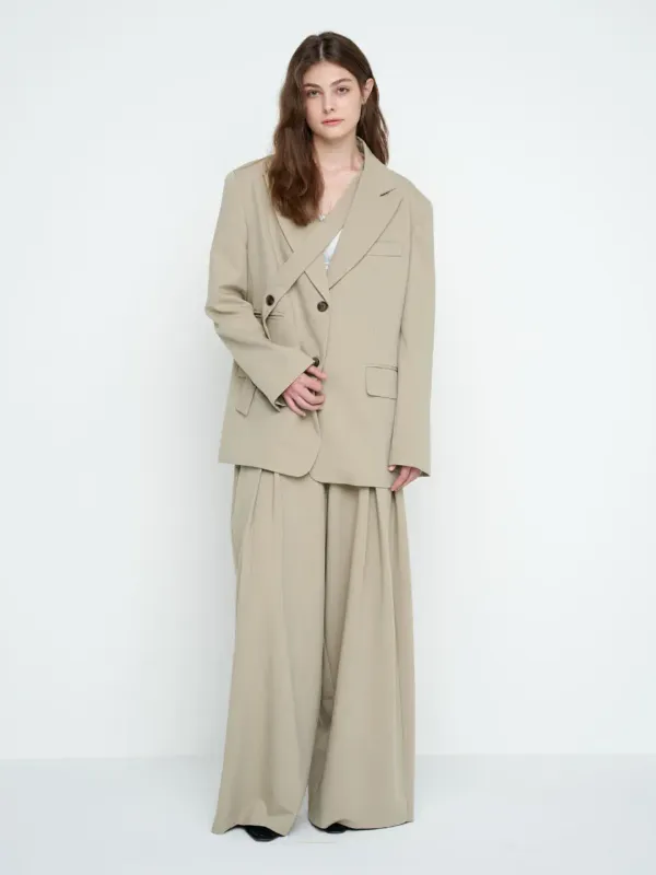 STRAP BELTED JACKET / BEIGE
