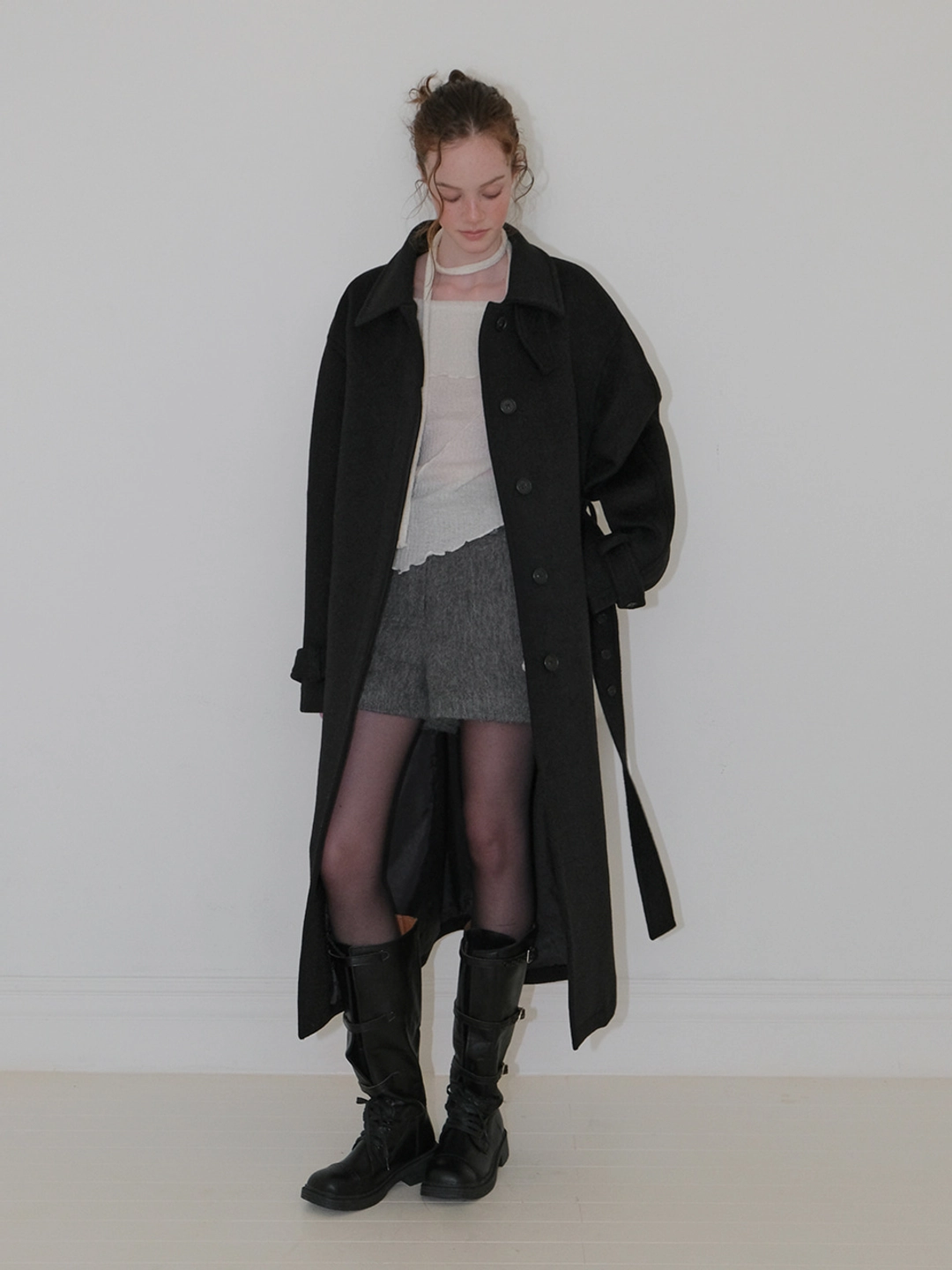 에트몽 Balmacaan Long Coat, Black 상품 이미지 2