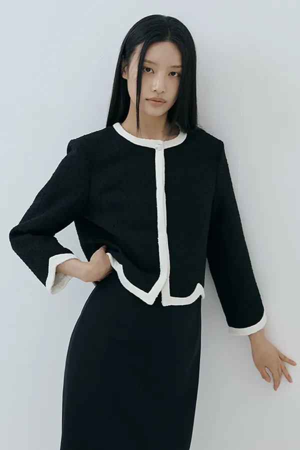 [지니아님 Pick] Curved Tweed Jacket (black)