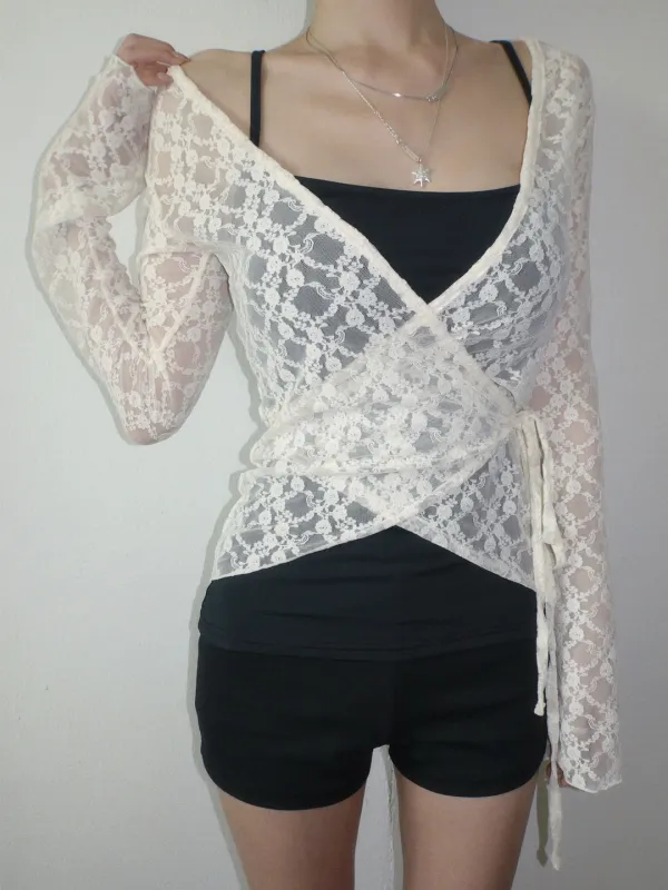 Lace Mesh Lap Cardigan