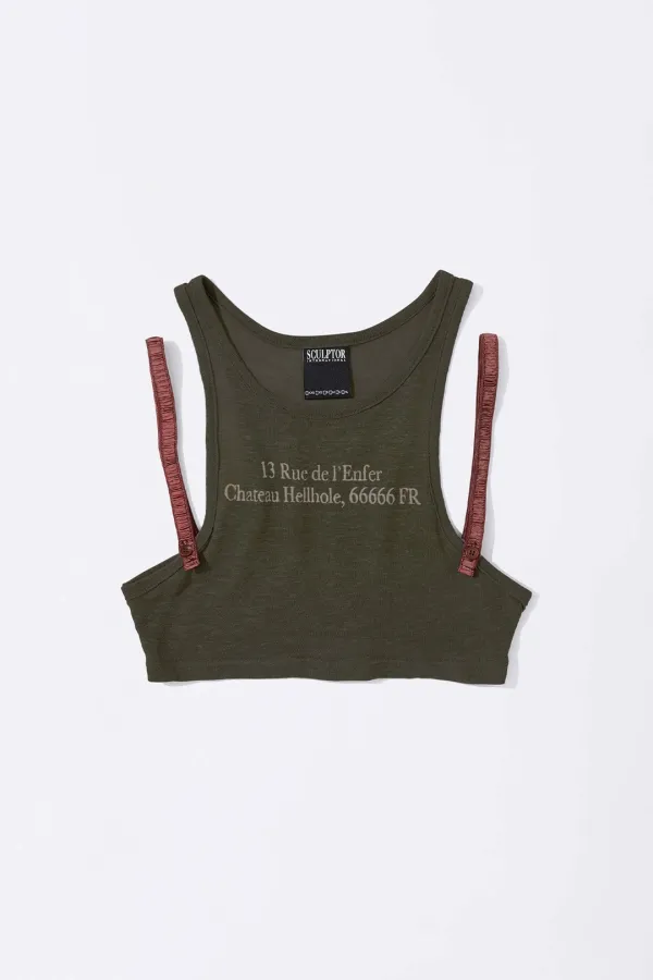 Zip 66666 Underboob Tank Khaki