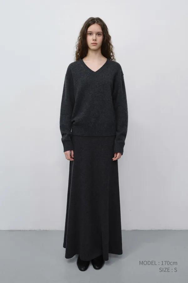 UNISEX CASHMERE V-NECK SWEATER CHARCOAL GREY_UDSW6C111CG