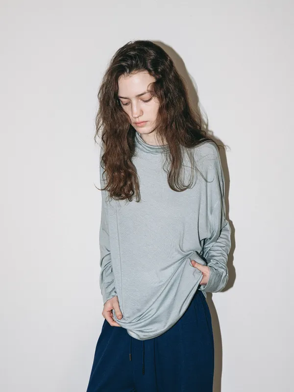 Soft loose-neck top - Blue