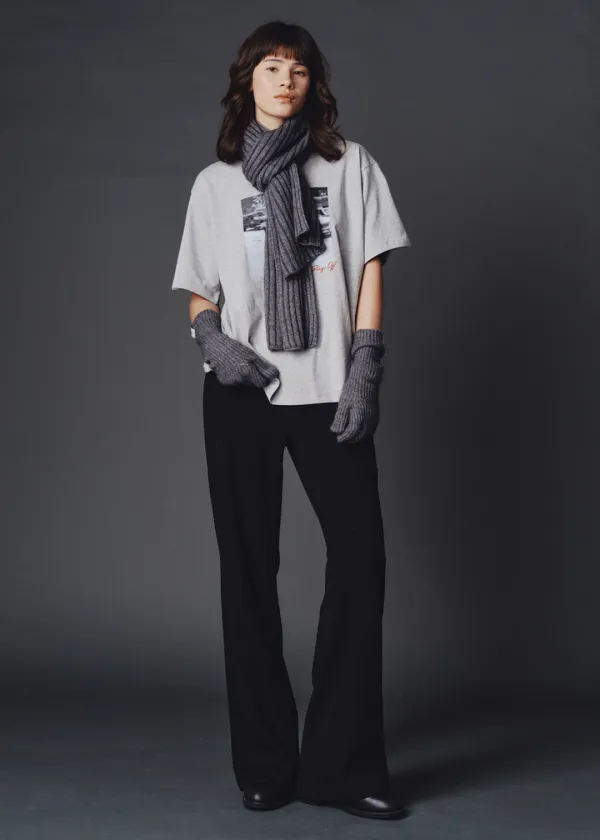 Boot cut knit pants (black)
