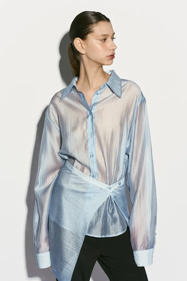 SHEER STRIPED LAYERED SHIRT