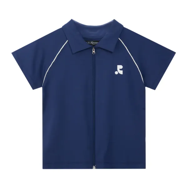 COLLAR ZIP-UP TOP - BLUE