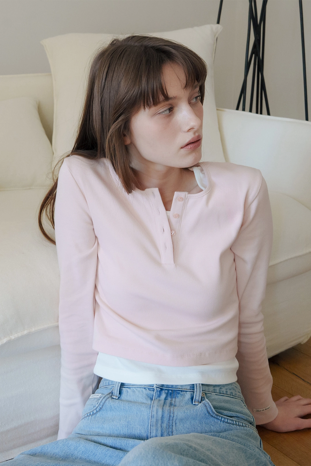샤드라마 SOFT FIT LAYERED HENLEY T [PINK] 상품 이미지 2