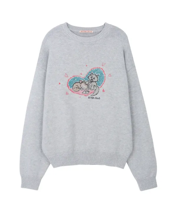 Kittens Sweater-Grey