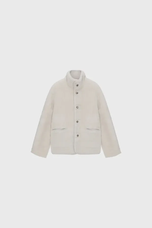 Reversible shearling coat (ivory / black / brown)