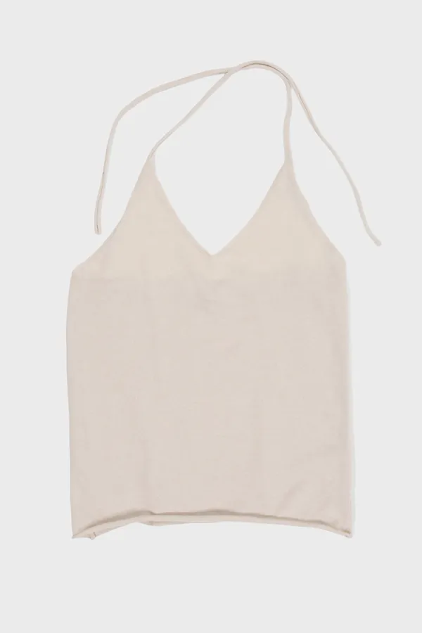 V-neck backless knit top _Beige