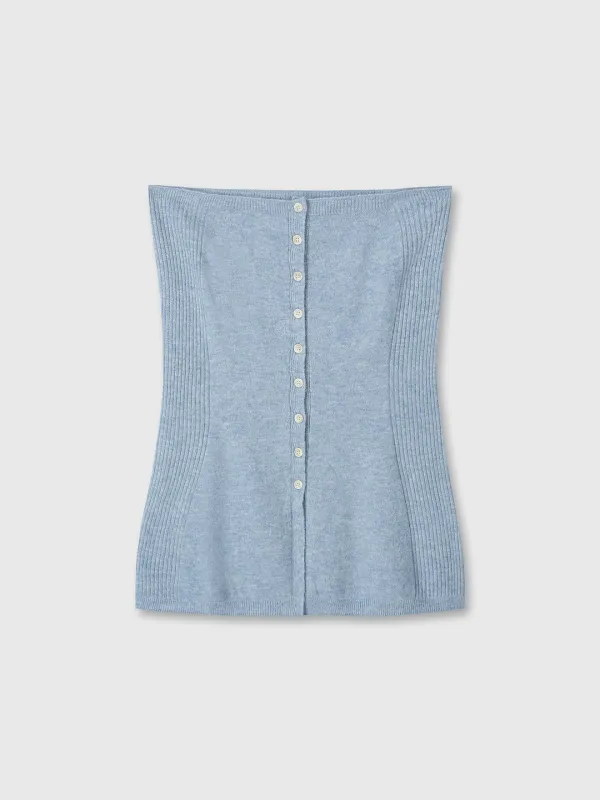 MERINO WOOL KNITTED BUSTIER_ SKY BLUE
