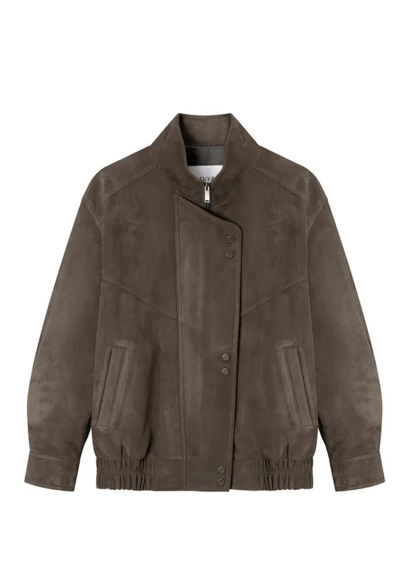 Asymmetric Placket Faux Suede Jacket SL5XJ830-B8