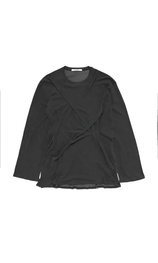 Sculpted Pintuck Oversize Tee_Charcoal